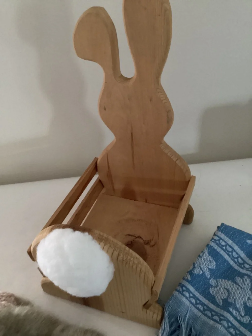 Wood Bunny Basket + Boyd’s Bears Bunny, Bunny Towel and Carrot Trims